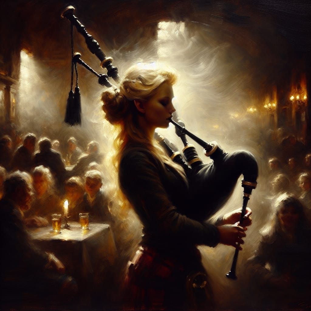 Tenebrism Oil Painting of Elf in Smokey Bar