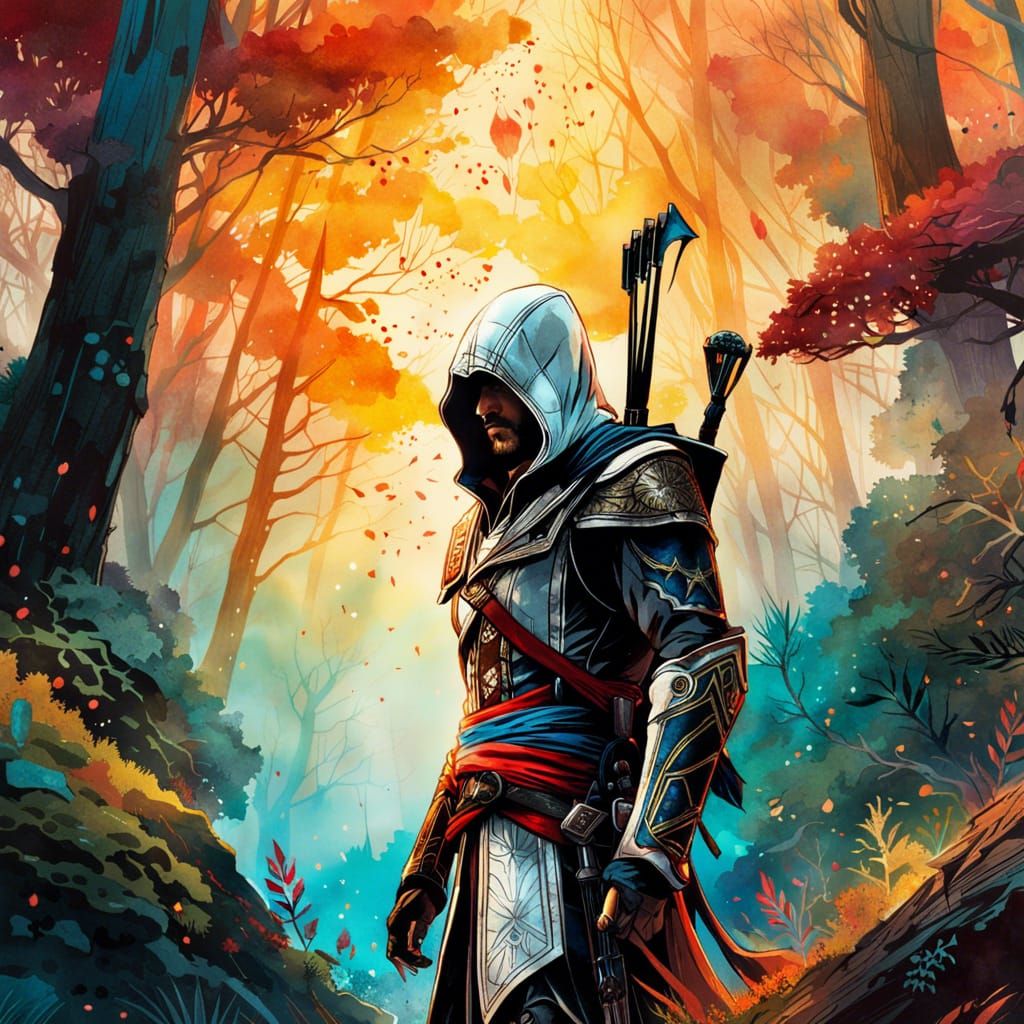 Assassin's Creed in Watercolor with Luminous Colors