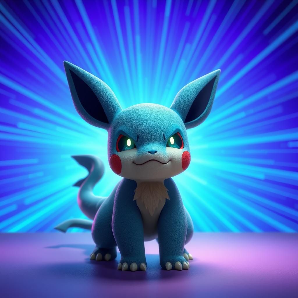 Pokémon with Glowing Eyes in Disney-Pixar Style