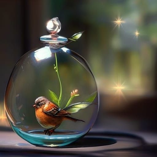 Miniature Birdhouse in Jar: Dreamy Tilt-Shift Photo