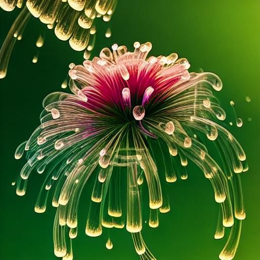 Futuristic Flame Flower in Technical Drawing Style