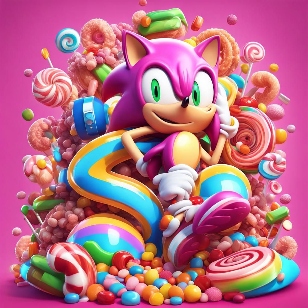 Sonic in Whimsical Candy Art Style