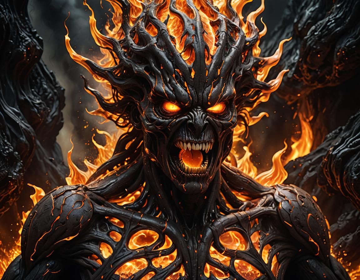 Molten Lava Humanoid Emerges from Earth's Core