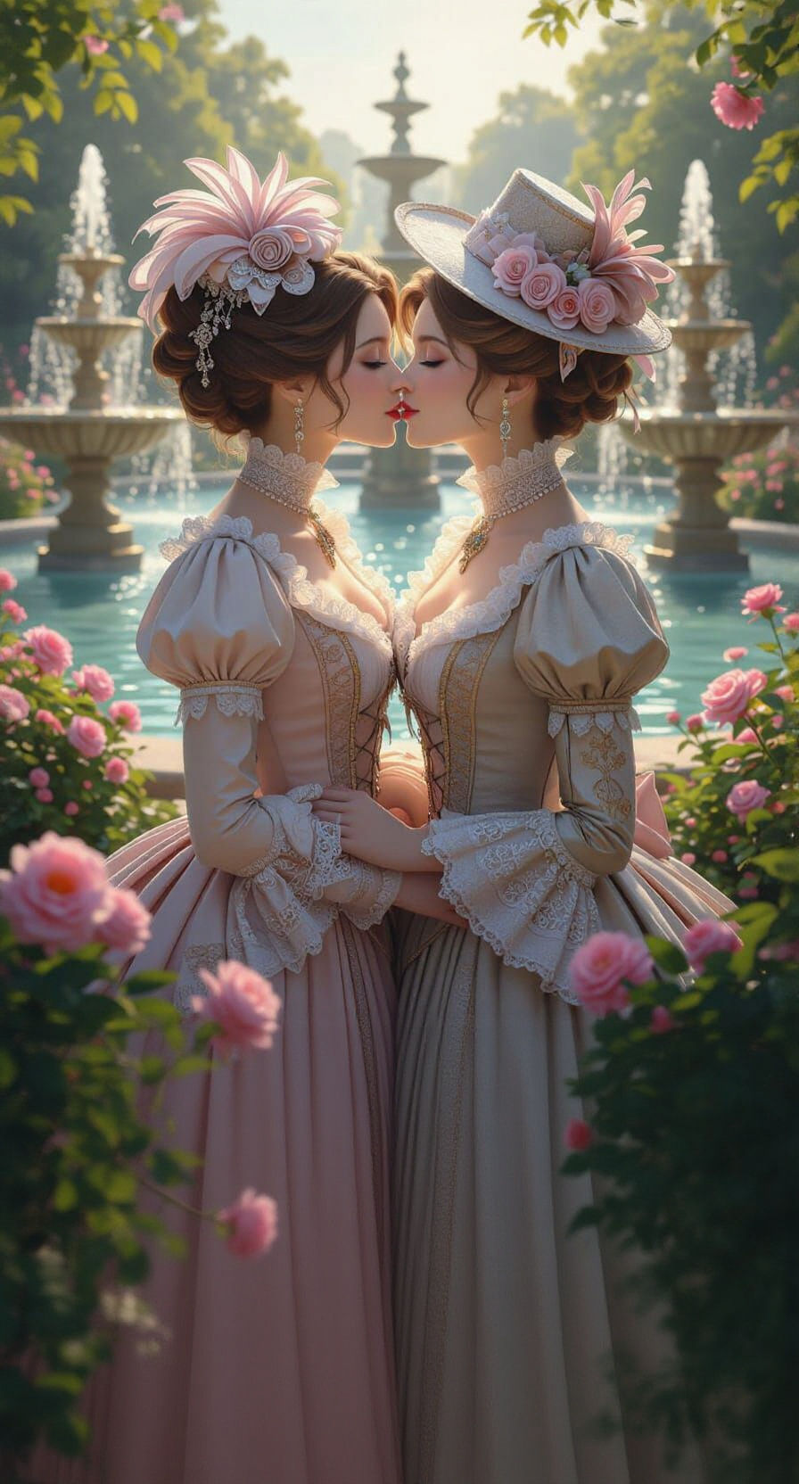 Two Women Kissing in 18th Century England: Anime Art