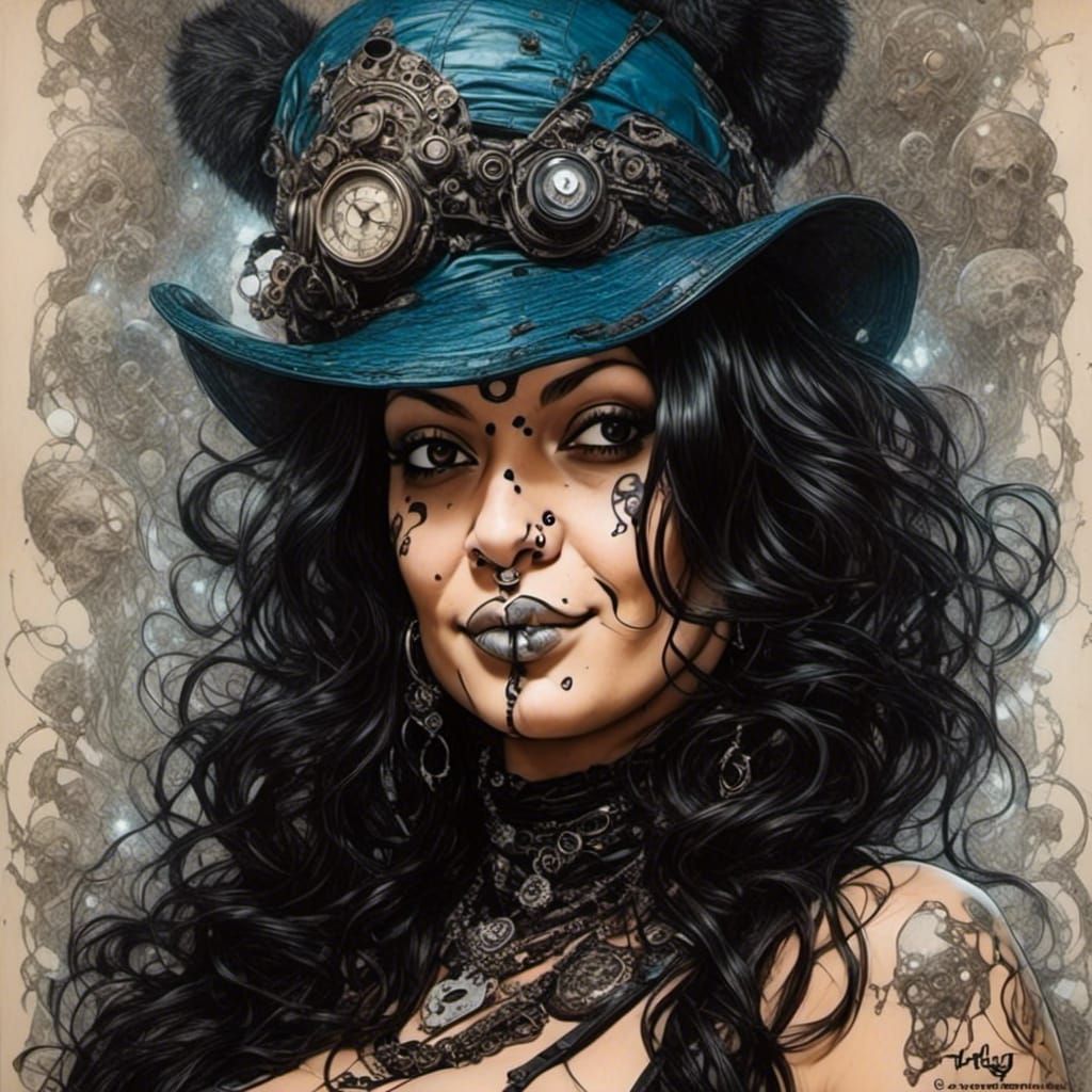 Bioluminescent Portrait in Rococo-Horrorcore Style