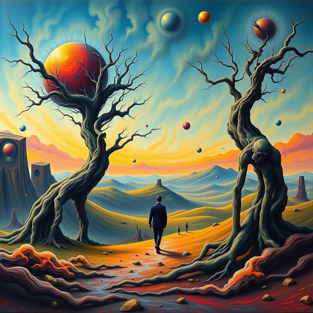 Surreal Heavy Metal Landscapes with Twisted Forms