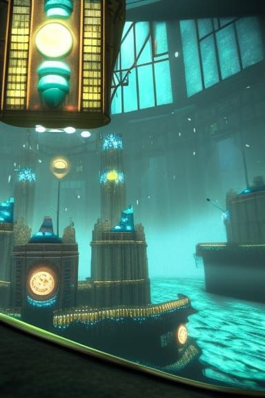 Underwater City with Art Deco Architecture