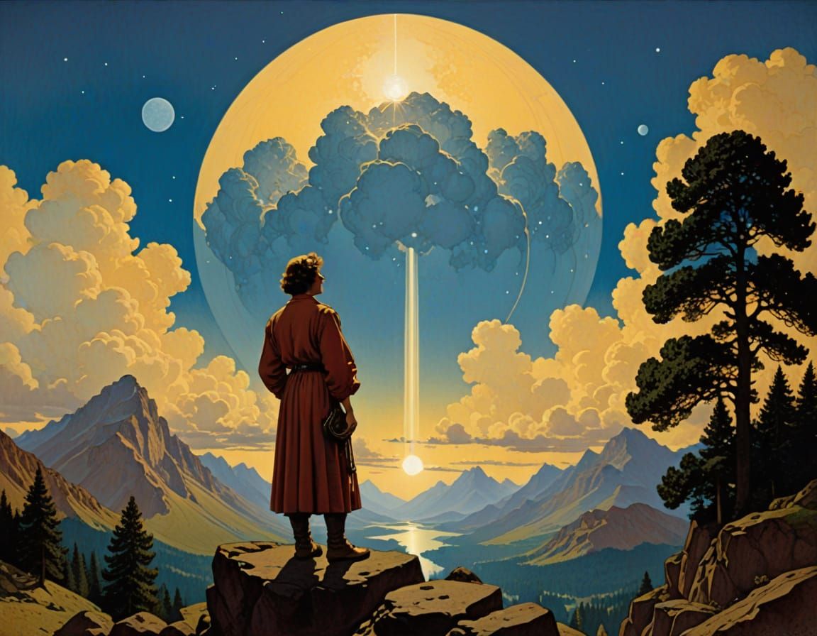 AI Psychic Vision in Maxfield Parrish Style