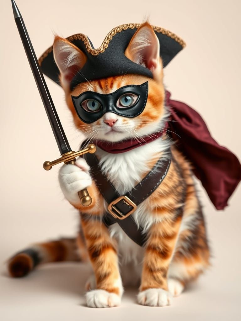 Feline Musketeer in Elegant Guard Position