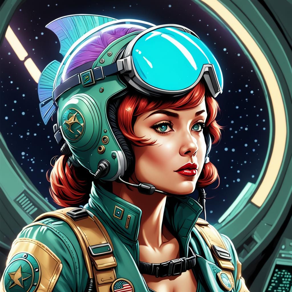 Binary Code Dinosaur Pin-up in Cel-Shaded Style