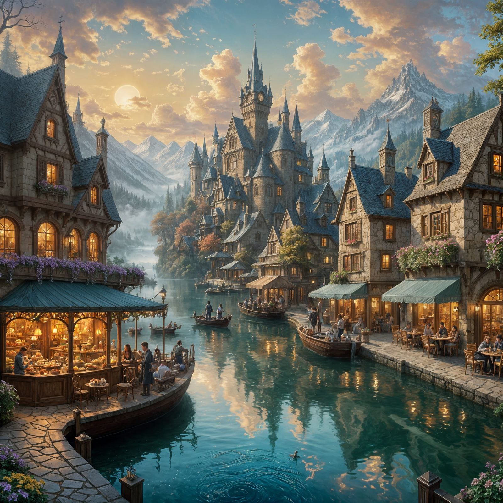 Whimsical Lake Scene in a Fantasy Setting