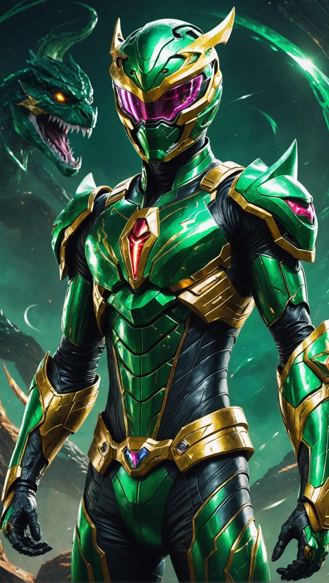 Photorealistic full body portrait of a Power Ranger, inspire...