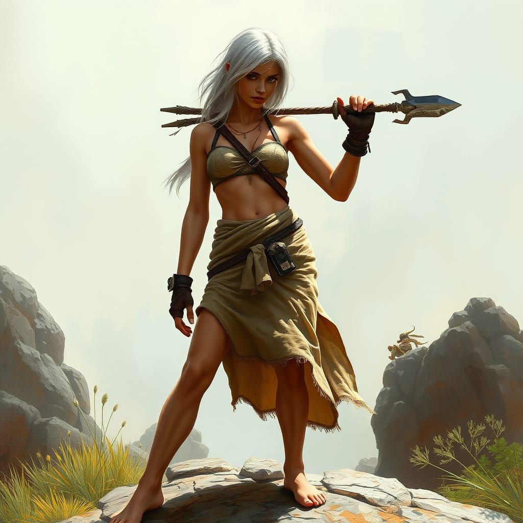 Layara Croft trains with her new master. If you look closely you can see him.