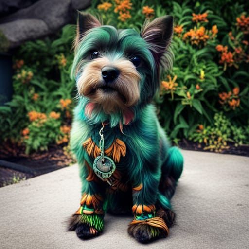 Spooky Puppy in Deep Color Solarpunk Style