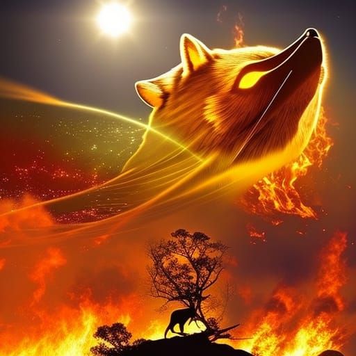 Cybernetic Bear Leaps Towards a Fiery Phoenix