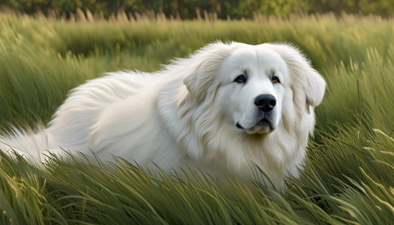 Ultrarealistic Great Pyrenees Dog Portrait