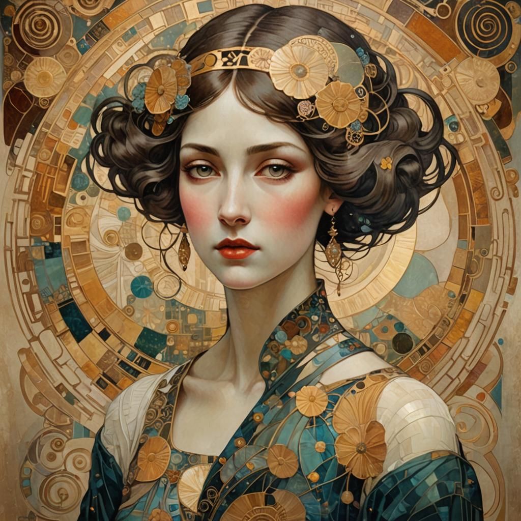 Surreal Art Nouveau Portrait of a Woman