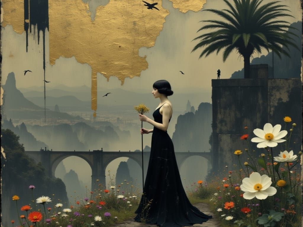 Torch Song Singer in Art Deco Floral Garden