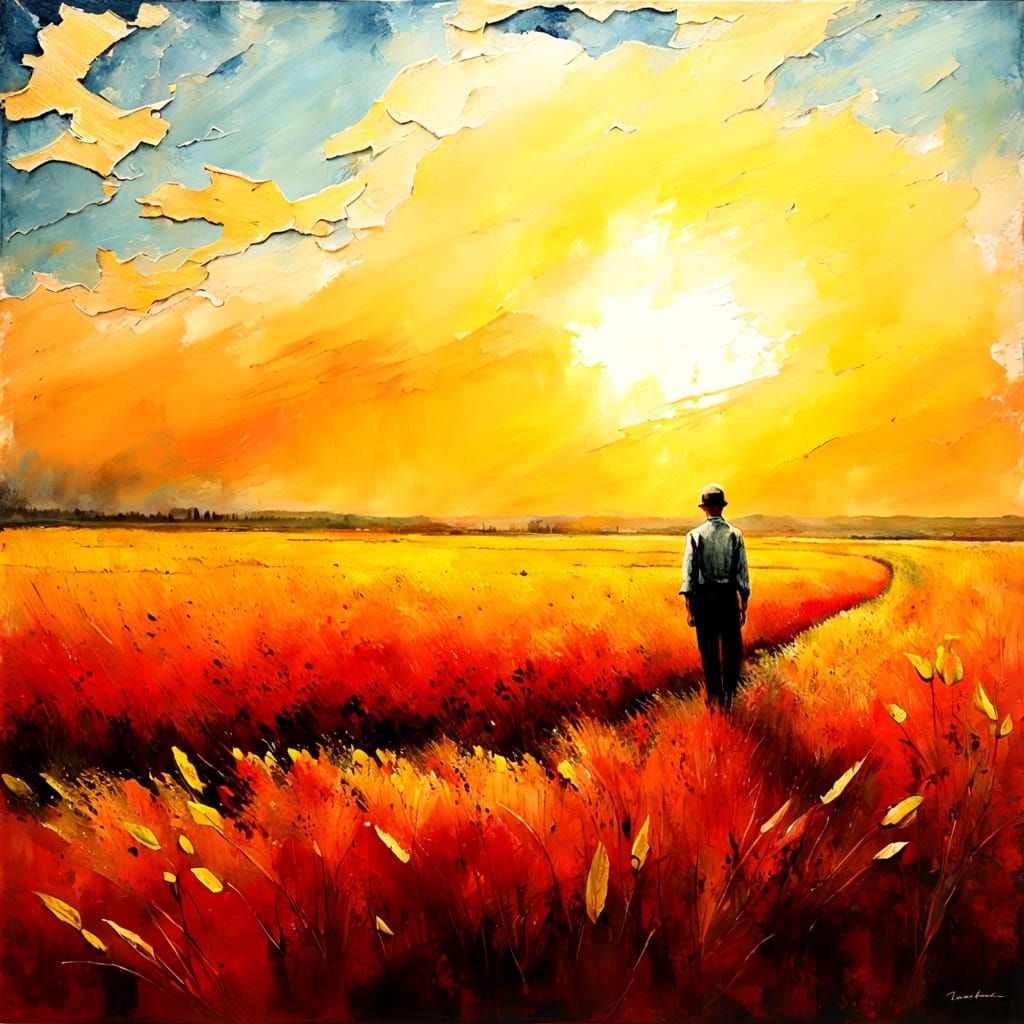 Summer Expressionist Painting with Impasto Textures