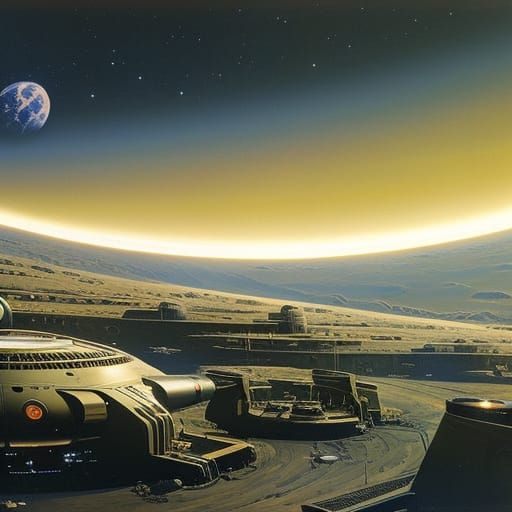 Futuristic Lunar Colony Under Cosmic Sky