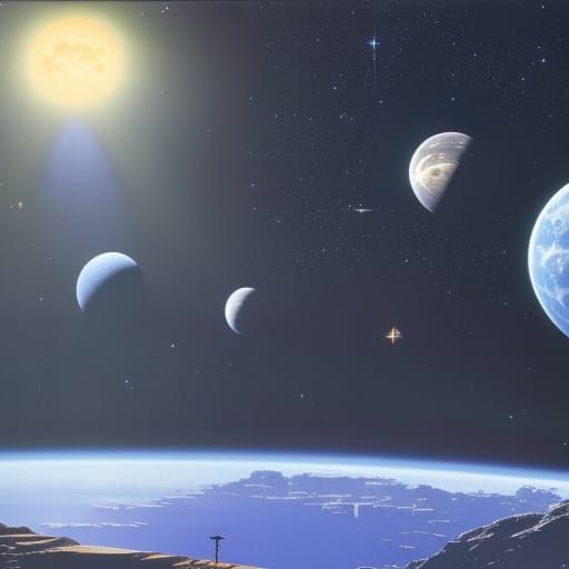 Futuristic Lunar Habitat Under Cosmic Sky