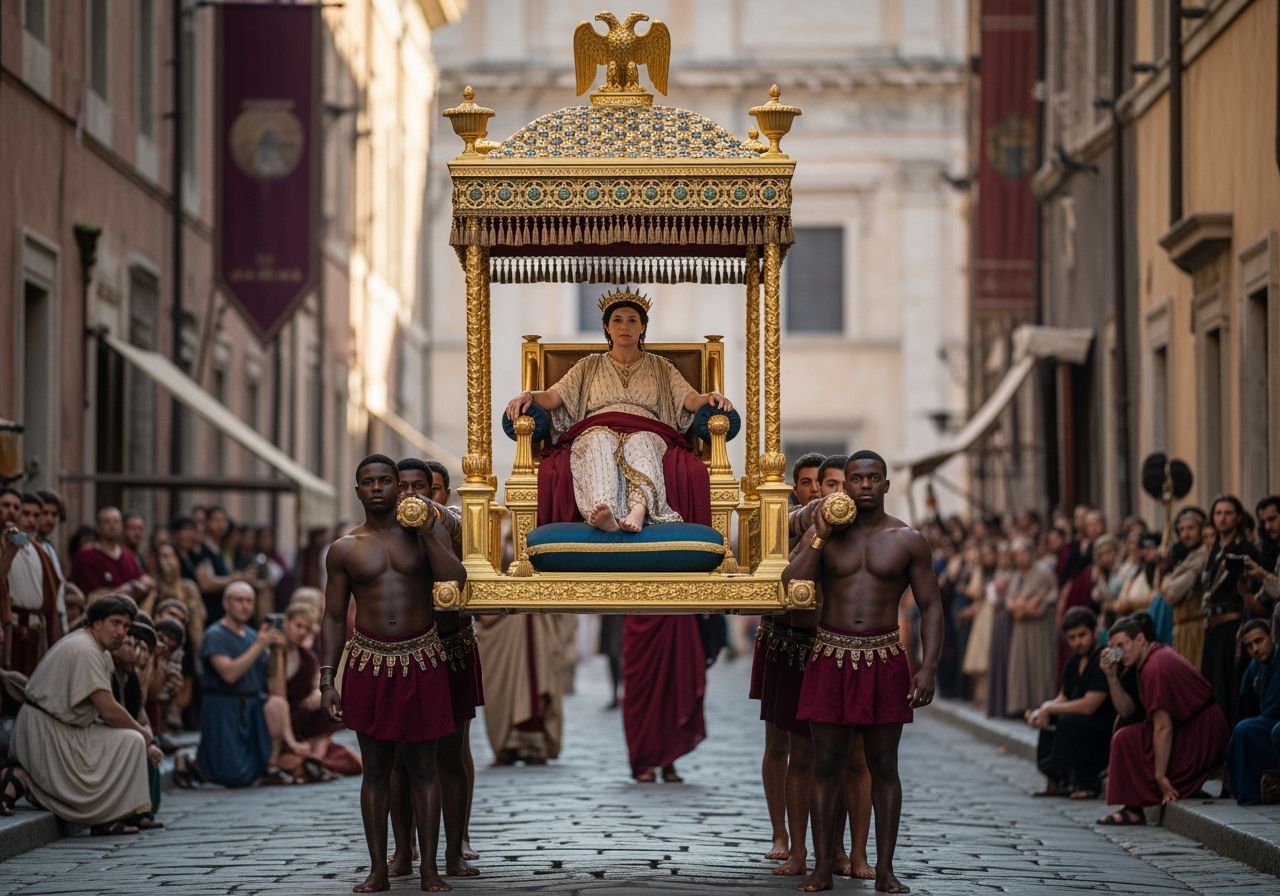 Empress Messalina on Golden Litter Throne