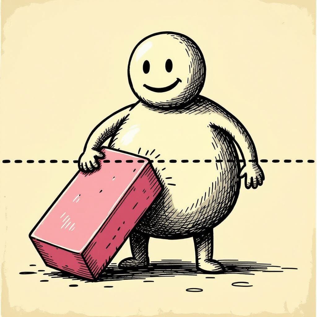 Giant Eraser Wipes Out Drawn Stick Figure Belly