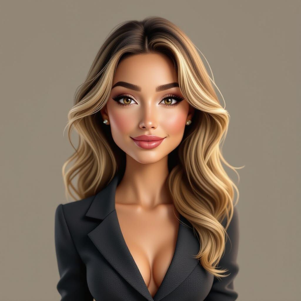 Hyper-Realistic 3D Caricature of Italian Woman