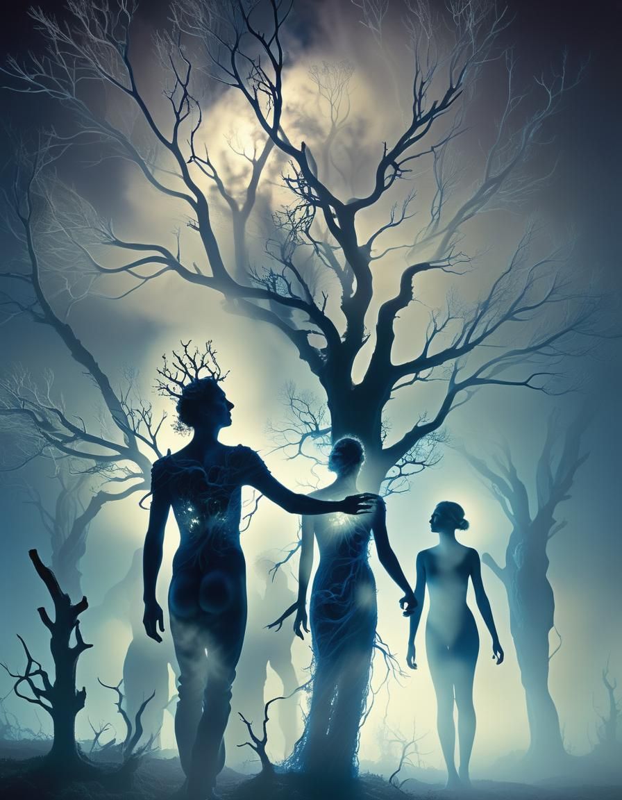 Surreal Lichtenberg Silhouettes in Ethereal Blue Light