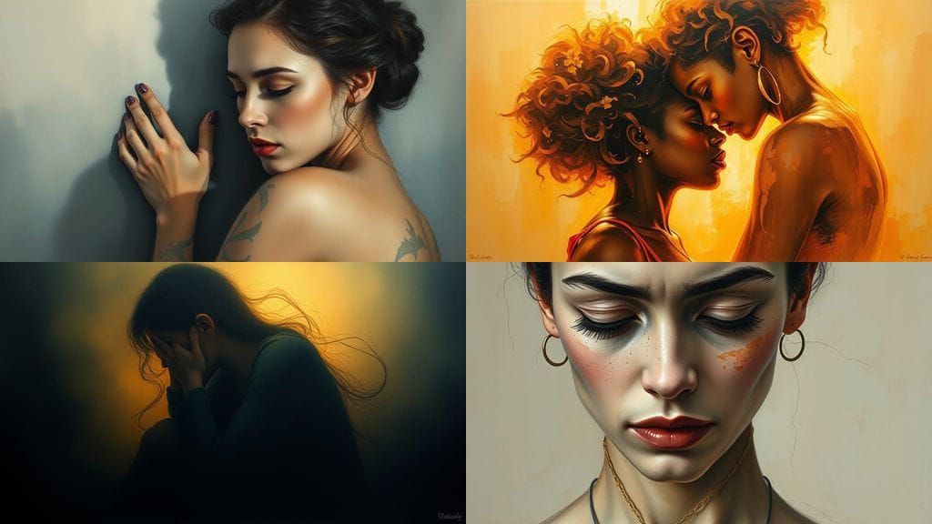 Fragile Dance of Fear and Intimacy in Vibrant Acrylic