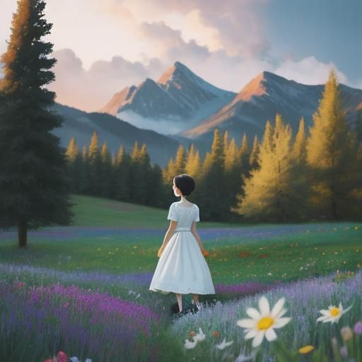 AI Generated Flower Meadow in Bloom