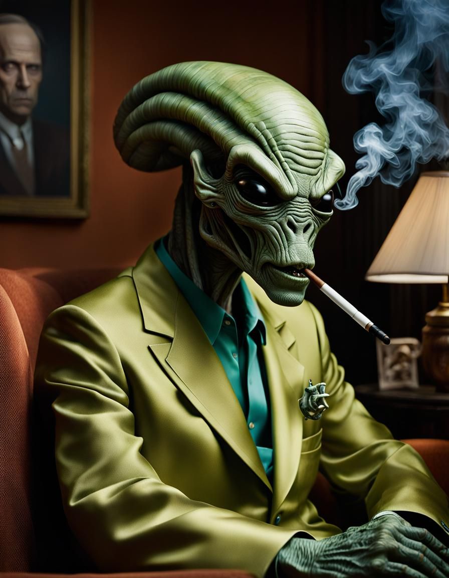 Alien Creature in Wes Anderson Style Portrait