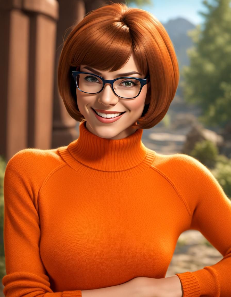 Nerdy, Velma from Scooby-doo (Televison), Smiling, wearing g...