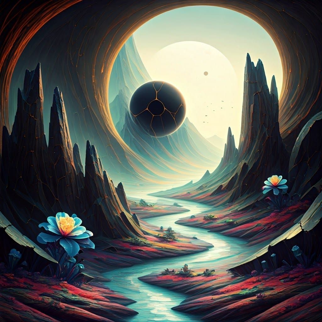 Iridescent Kintsugi Alien Landscape in Dreamtime