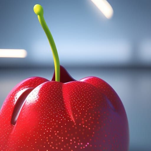 Pixar-Style 3D Cherry with Radial Gradient