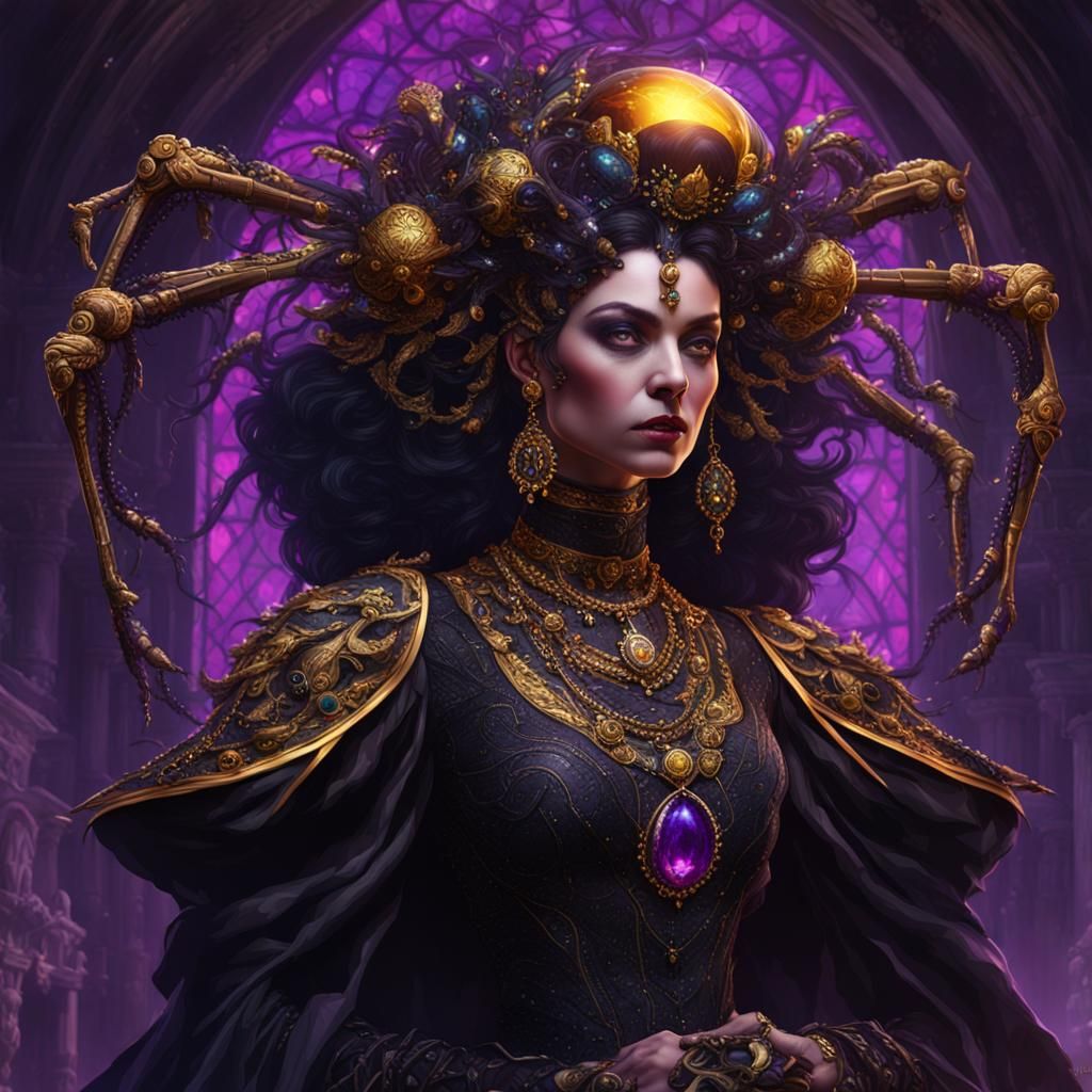 Dark Fantasy Spider Queen in Bejeweled Dress