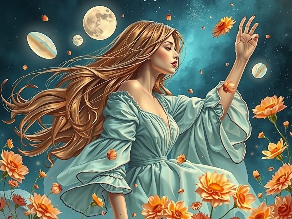 Ethereal Gold Sculpture of a Woman