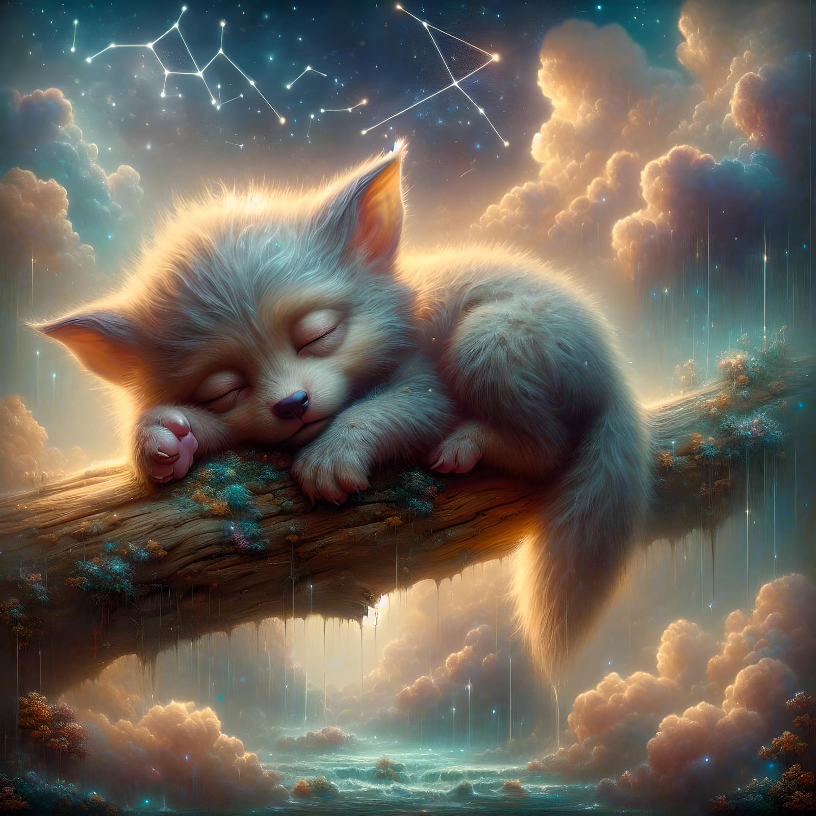 Chibi-Werewolf Cub Napping in Mystic Forest