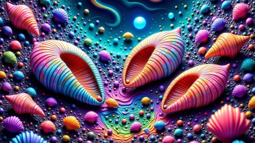 Abstract Surreal Seashells with Fractal Patterns