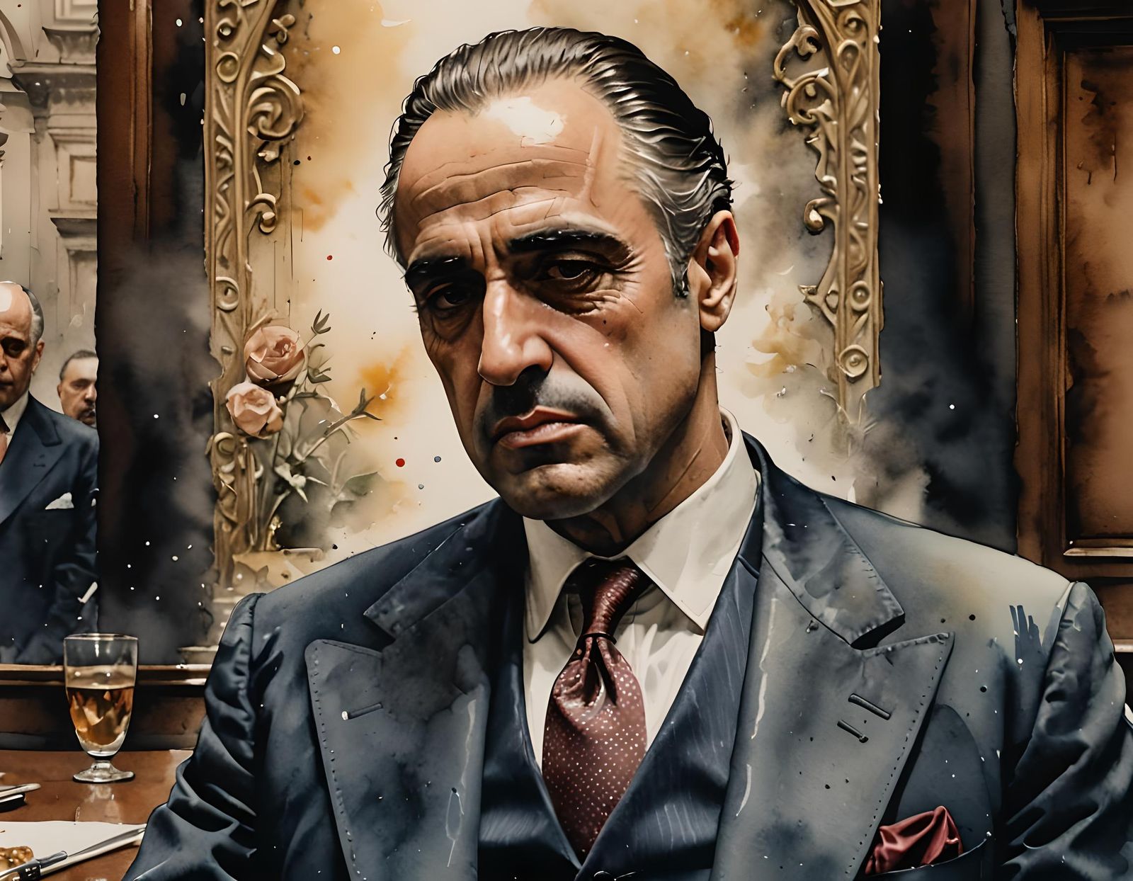Watercolor Portrait Inspired by The Godfather