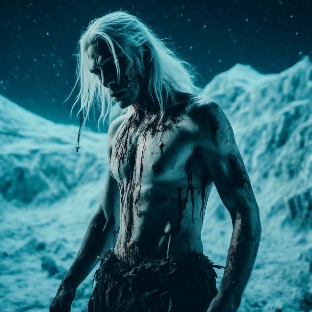 Macabre Vampire on Crystal Hills Under Aurora