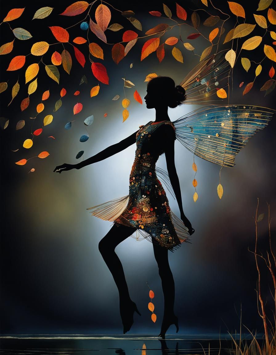 Autumn Lake: a Vibrant Art Brut Painting