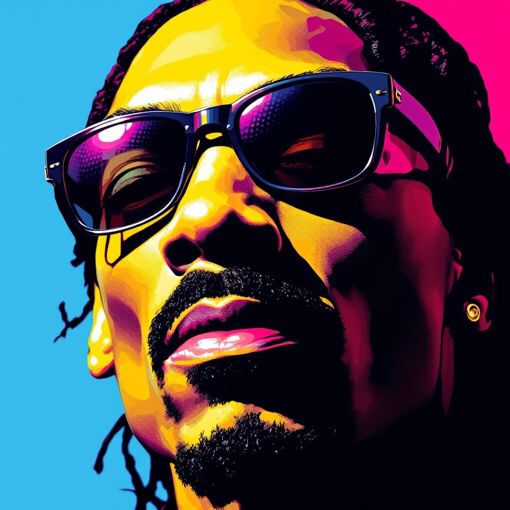 Pop Art Portrait of Snoop Dogg in Vibrant Colors