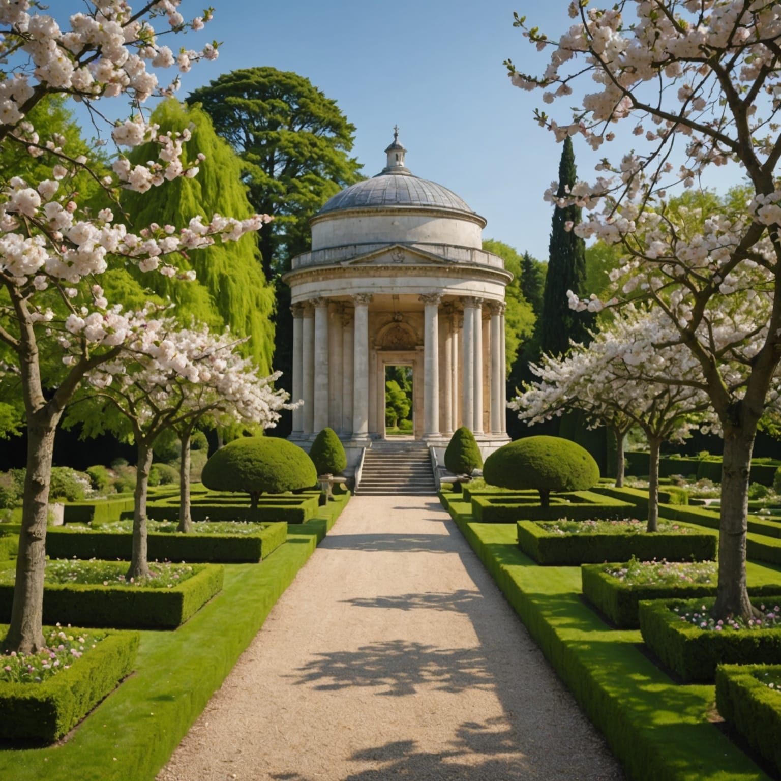 Palladian Garden with Blossom Trees