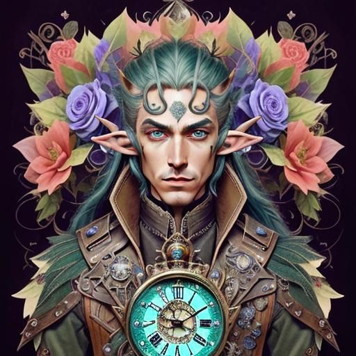 Clockpunk Elf Portrait with Intricate Details