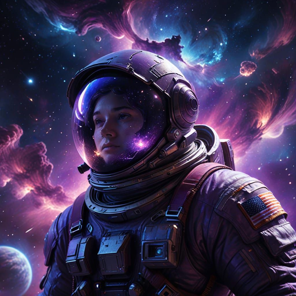 Astronaut Gazing at Nebula in Ethereal Space