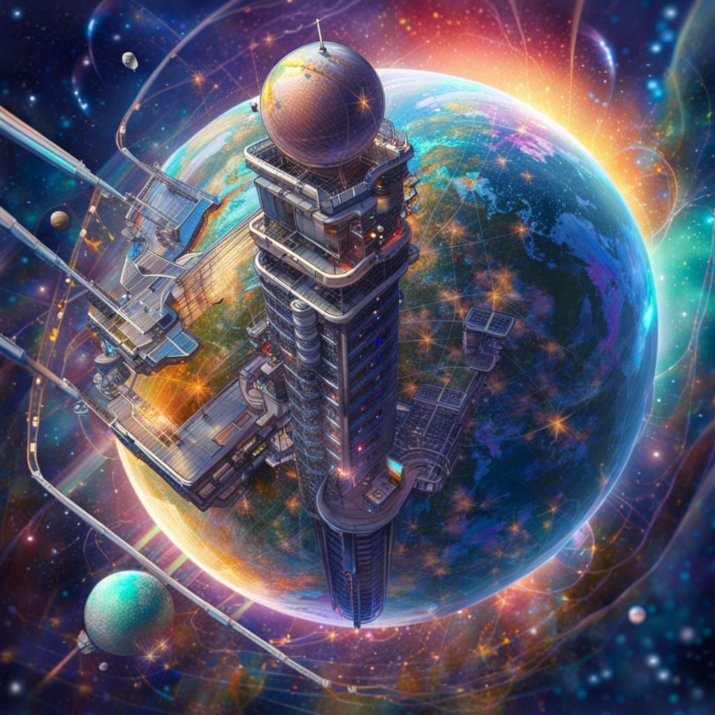 Spectacular Space Elevator: Holographic Astral Cosmic Art
