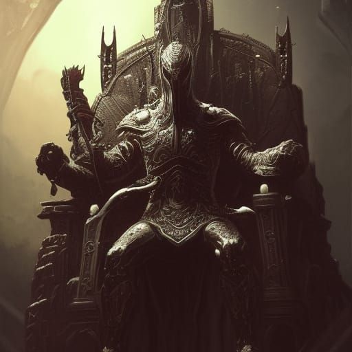 Dark Lord on Ancient Throne: Dark Fantasy Art