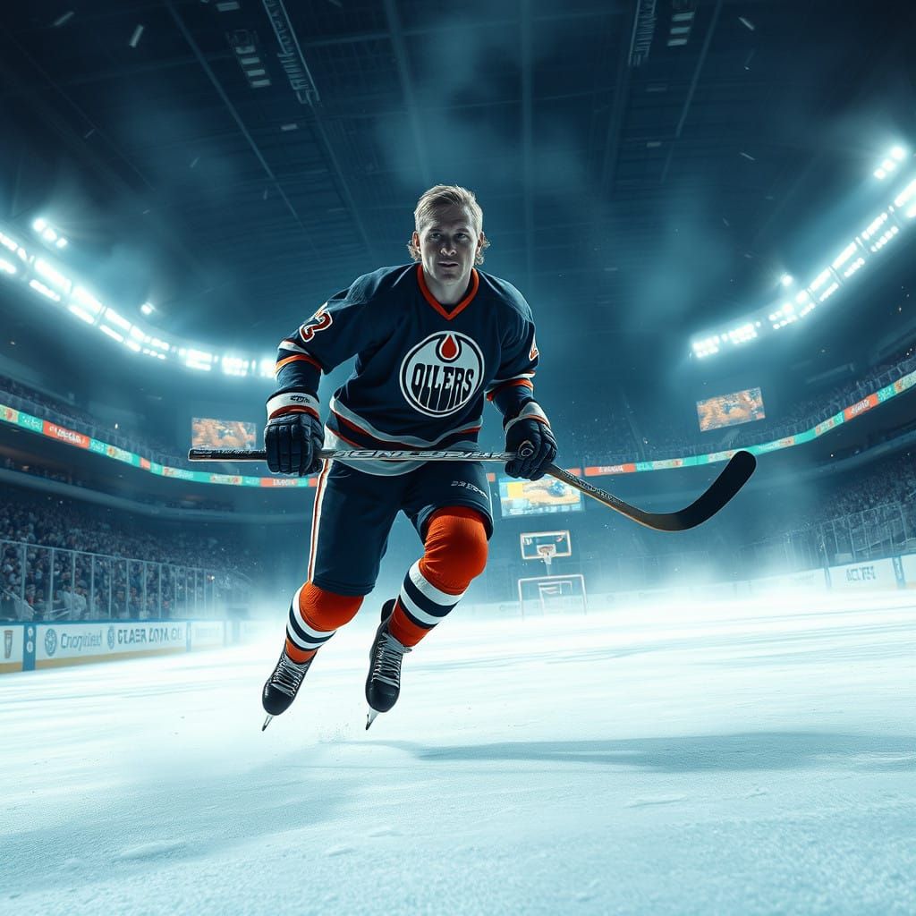 Hockey Icon in Eerie, Mystical Arena