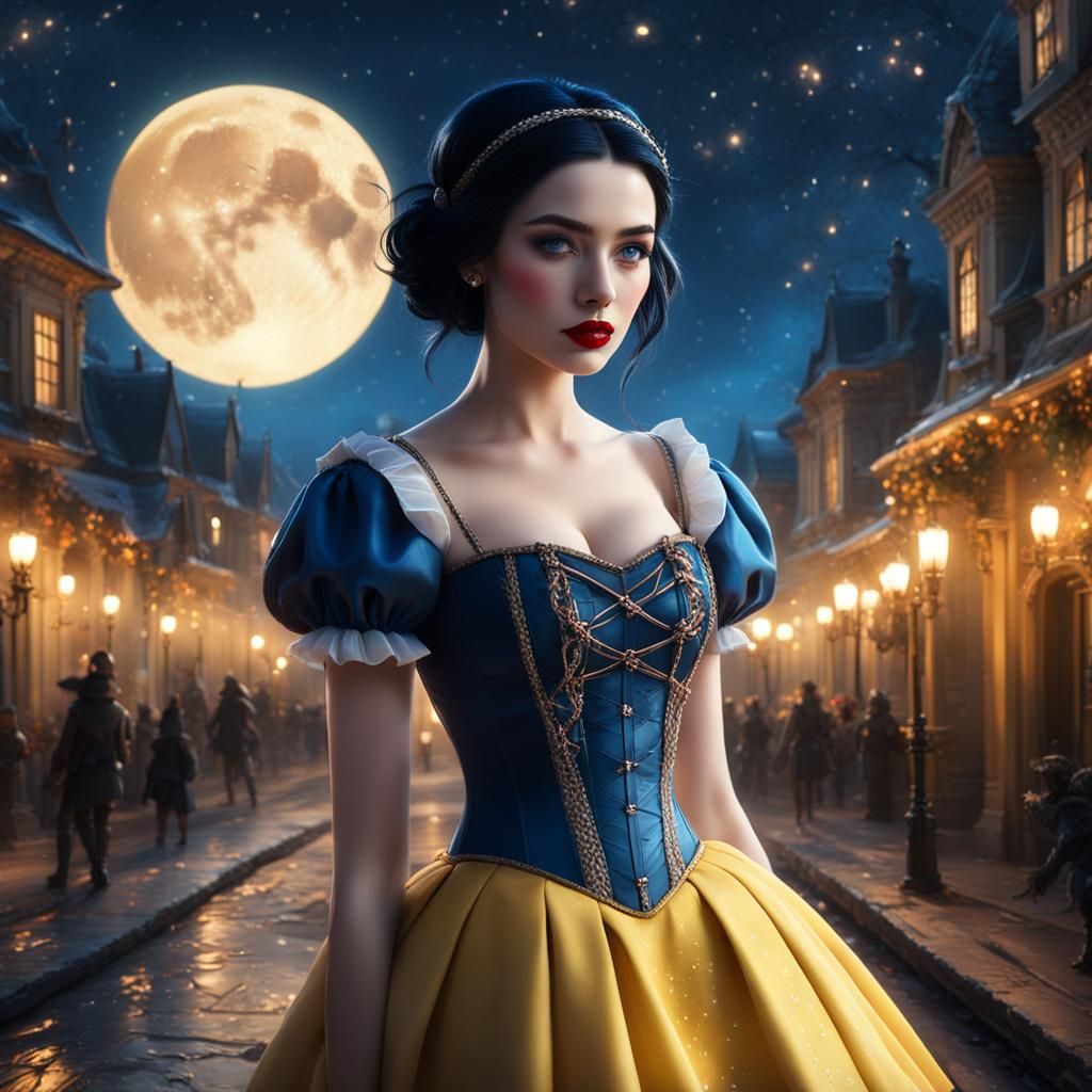 Gorgeous Snow White in Romantic Starlit Scene